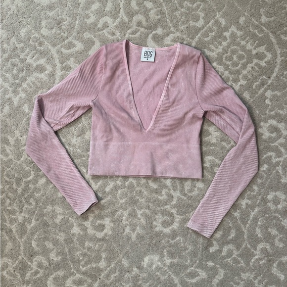 BDG Urban Outfitters Jodie Long Sleeve V-Neck Crop Top Size M - Picture 6 of 8